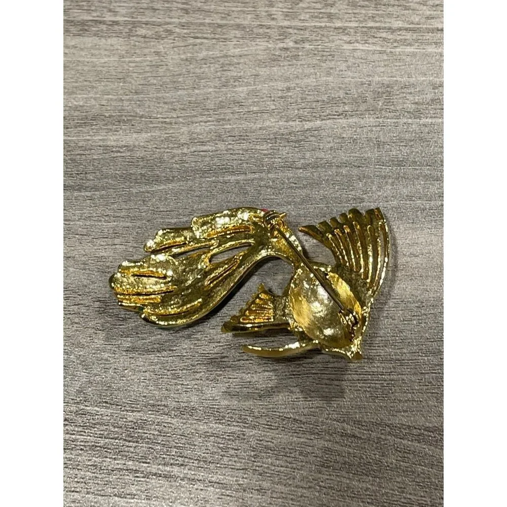 Cute Vintage Fish Pin Colorful with Stone A1